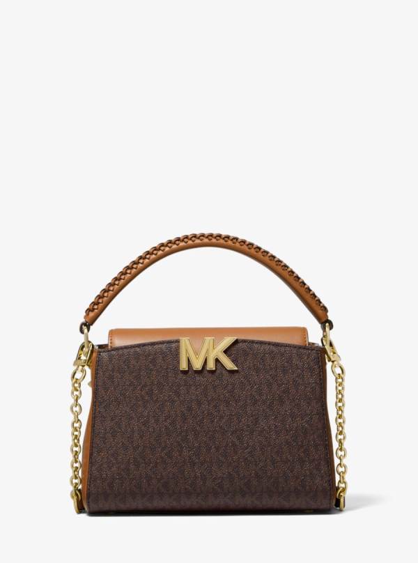 Damske Satchel Taske Michael Kors Karlie Small Logo Čokoláda Žlté - Kabelky Michael Kors Nejlevnejsi | YUHKD-7956